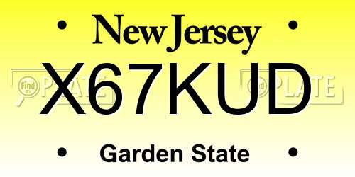 X67KUD New Jersey License Plate
