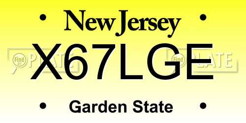 X67LGE New Jersey License Plate