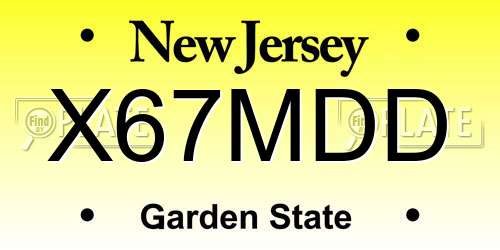 X67MDD New Jersey License Plate