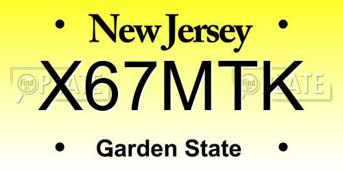 X67MTK New Jersey License Plate