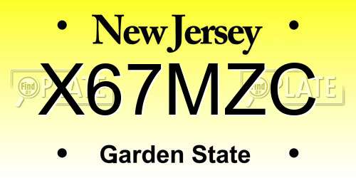 X67MZC New Jersey License Plate