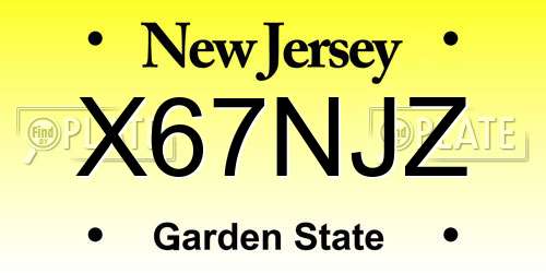 X67NJZ New Jersey License Plate