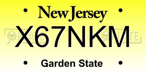 X67NKM New Jersey License Plate