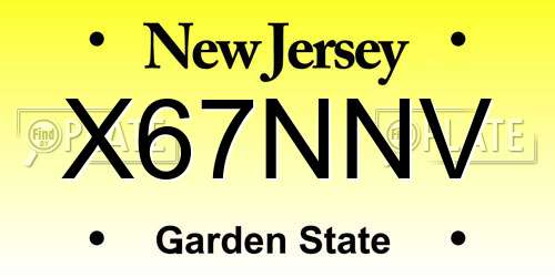 X67NNV New Jersey License Plate