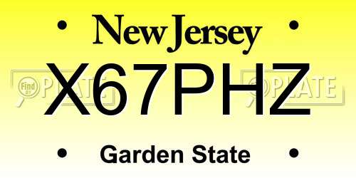 X67PHZ New Jersey License Plate