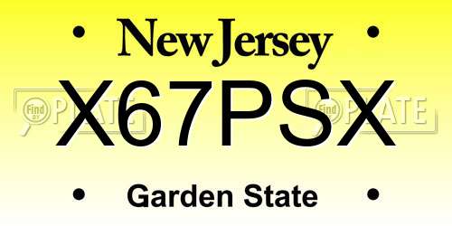 X67PSX New Jersey License Plate
