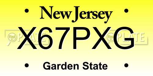 X67PXG New Jersey License Plate