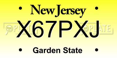 X67PXJ New Jersey License Plate