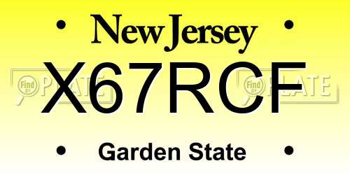 X67RCF New Jersey License Plate