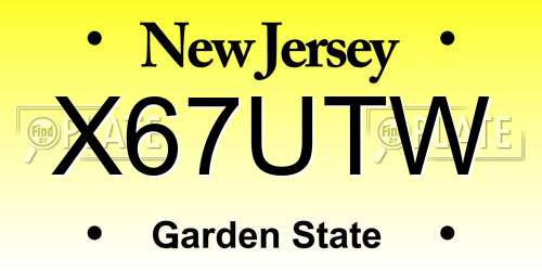 X67UTW New Jersey License Plate