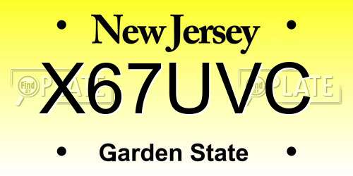 X67UVC New Jersey License Plate