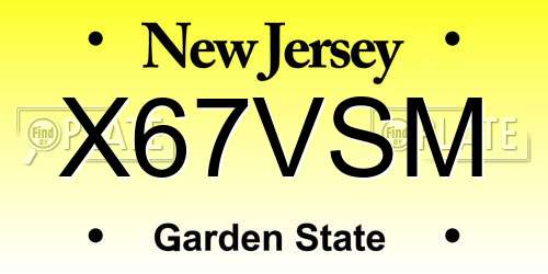 X67VSM New Jersey License Plate