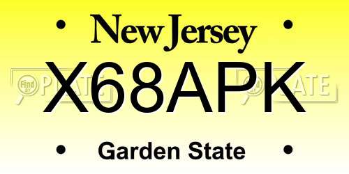 X68APK New Jersey License Plate
