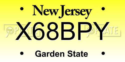 X68BPY New Jersey License Plate