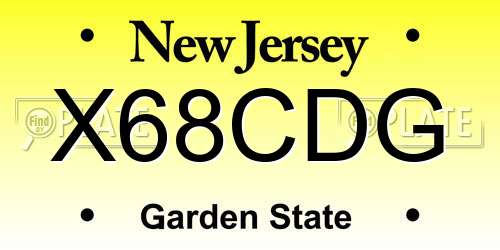 X68CDG New Jersey License Plate