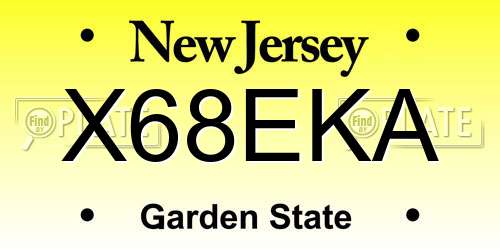 X68EKA New Jersey License Plate