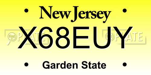 X68EUY New Jersey License Plate