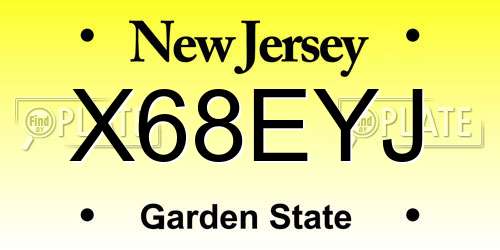 X68EYJ New Jersey License Plate