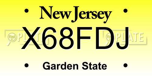 X68FDJ New Jersey License Plate