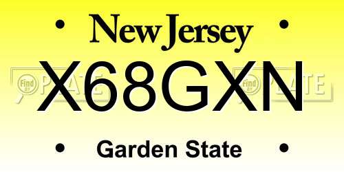 X68GXN New Jersey License Plate