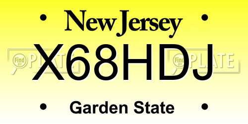 X68HDJ New Jersey License Plate
