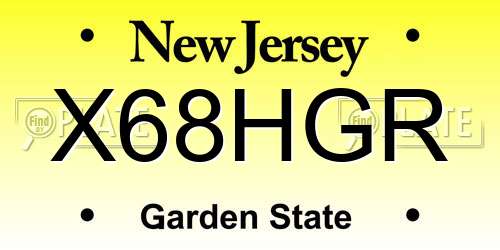X68HGR New Jersey License Plate