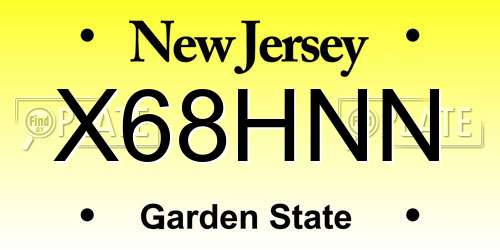 X68HNN New Jersey License Plate
