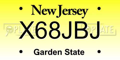 X68JBJ New Jersey License Plate