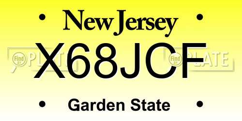 X68JCF New Jersey License Plate