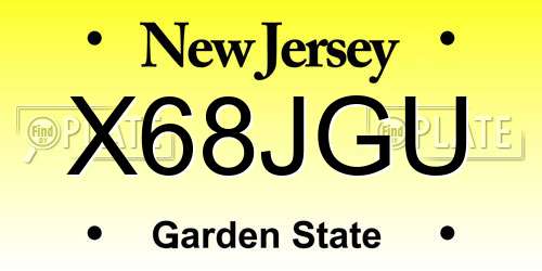 X68JGU New Jersey License Plate