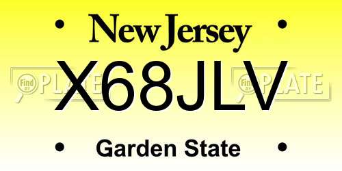 X68JLV New Jersey License Plate