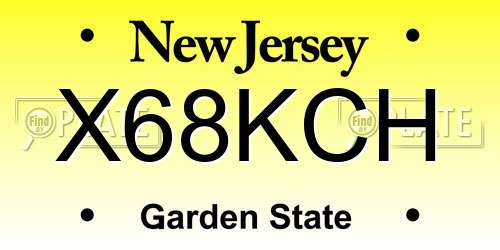 X68KCH New Jersey License Plate