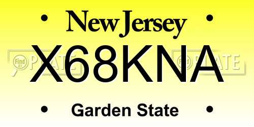 X68KNA New Jersey License Plate