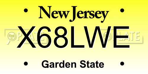 X68LWE New Jersey License Plate
