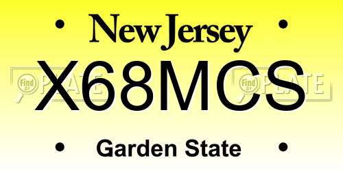 X68MCS New Jersey License Plate