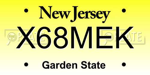 X68MEK New Jersey License Plate