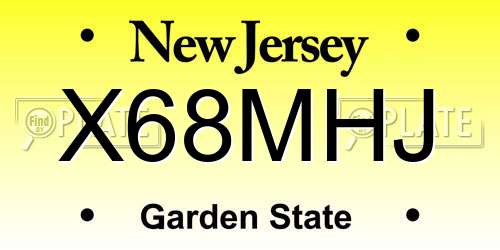 X68MHJ New Jersey License Plate
