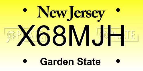 X68MJH New Jersey License Plate