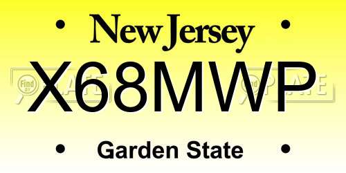 X68MWP New Jersey License Plate