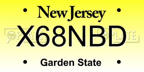 X68NBD New Jersey License Plate
