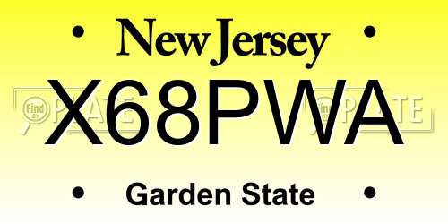 X68PWA New Jersey License Plate