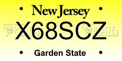 X68SCZ New Jersey License Plate