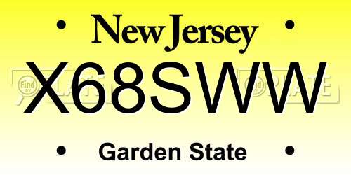 X68SWW New Jersey License Plate