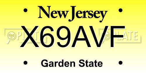 X69AVF New Jersey License Plate
