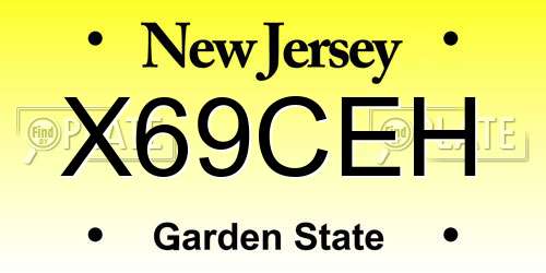 X69CEH New Jersey License Plate