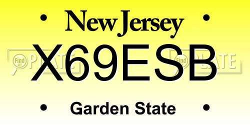 X69ESB New Jersey License Plate