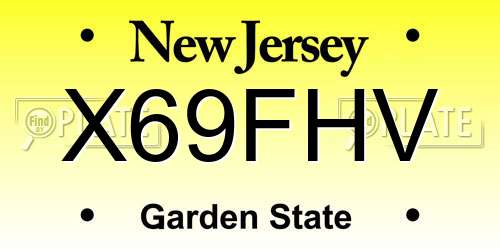 X69FHV New Jersey License Plate