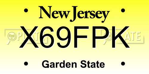 X69FPK New Jersey License Plate
