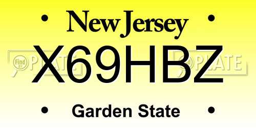 X69HBZ New Jersey License Plate