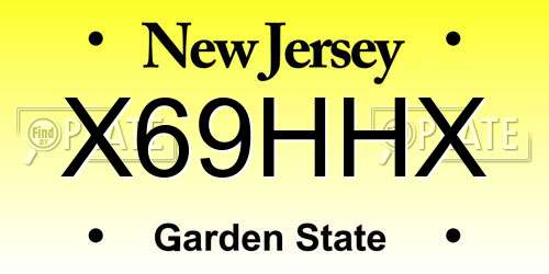 X69HHX New Jersey License Plate